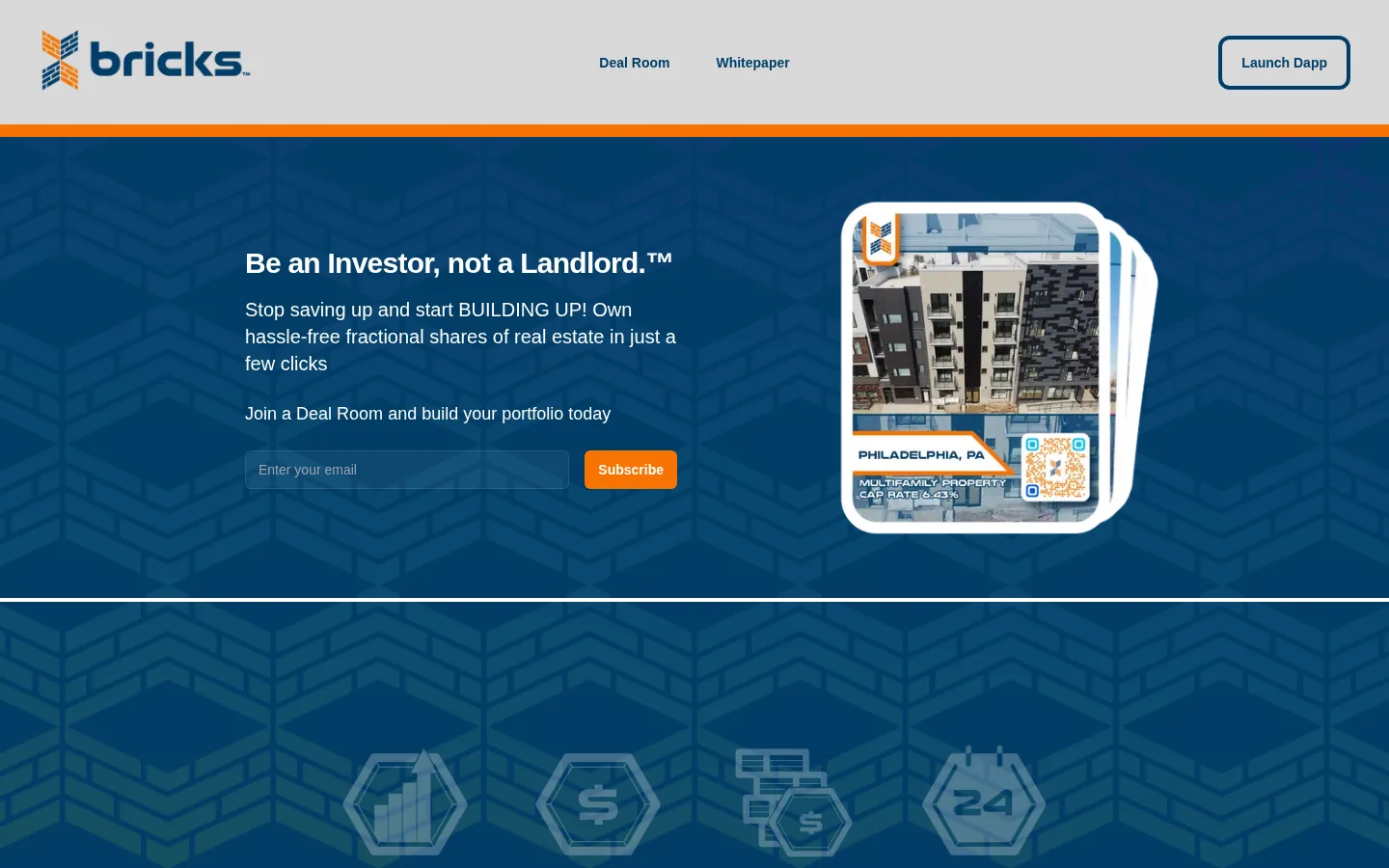 Screenshot of the Bricks Exchange — Fractional Real Estate website